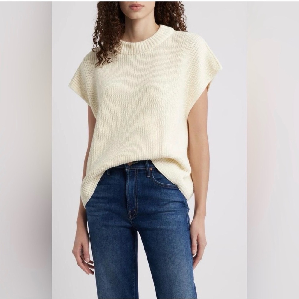 NWT Frank & Eileen Montecito Italian Sweater Vest‎ Cream Size Small